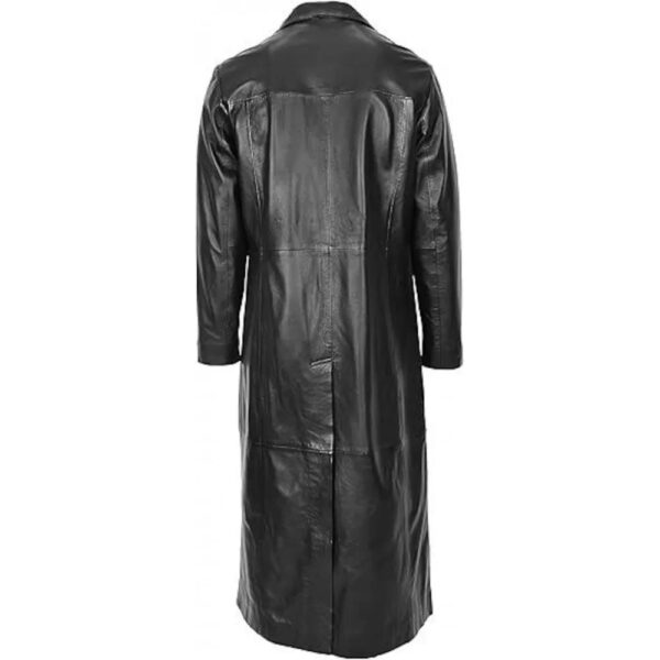 Black Leather Steampunk Trench Coat for Women - Image 2