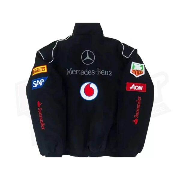 Black Mercedes Benz Santander Bomber Racing Jacket - Image 2
