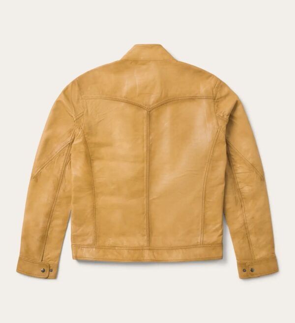 Men's Camel Brown Leather Jacket - Image 2