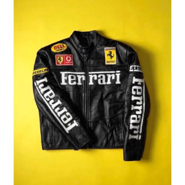 Ferrari Black Racing Motorbike Leather Jacket