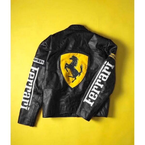 Ferrari Black Racing Motorbike Leather Jacket - Image 2