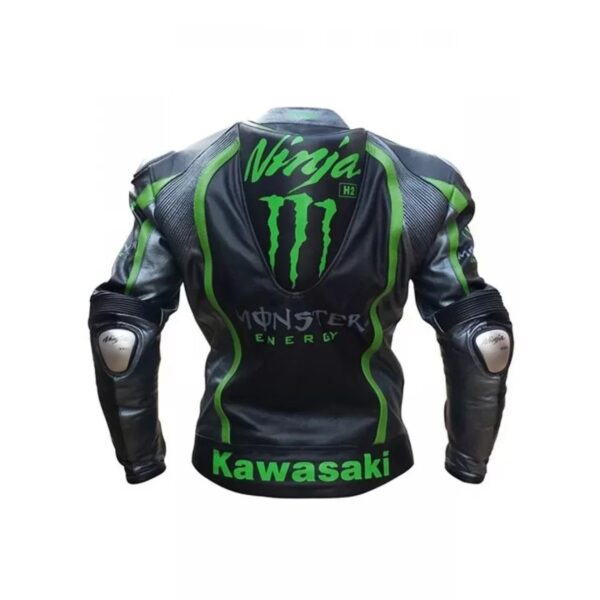 Kawasaki Monster Green Leather Jacket - Image 2