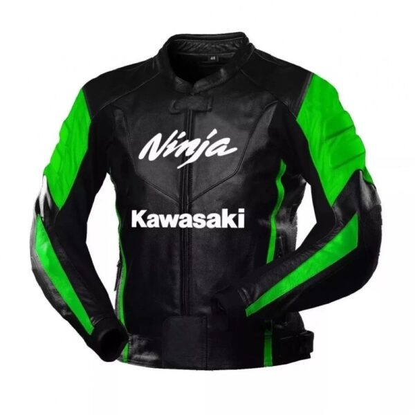 Kawasaki Ninja Black Green Racing Leather Jacket