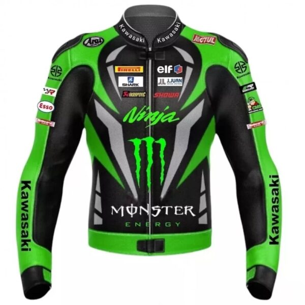 Kawasaki Ninja Monster Energy Genuine Cowhide Leather Jacket