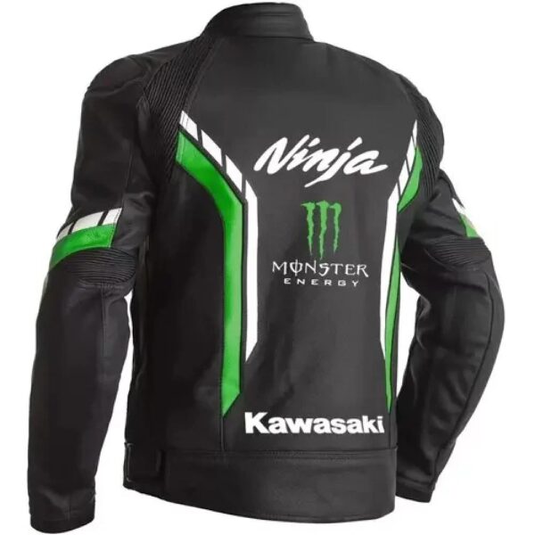 Kawasaki Ninja Monster Energy Racing Leather Biker Jacket - Image 2