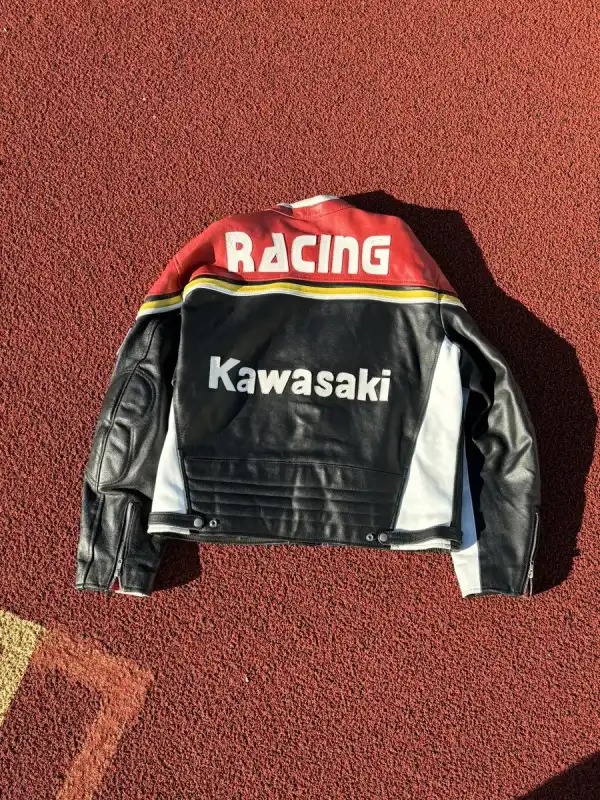 Kawasaki Vintage Racing Leather Black Jacket