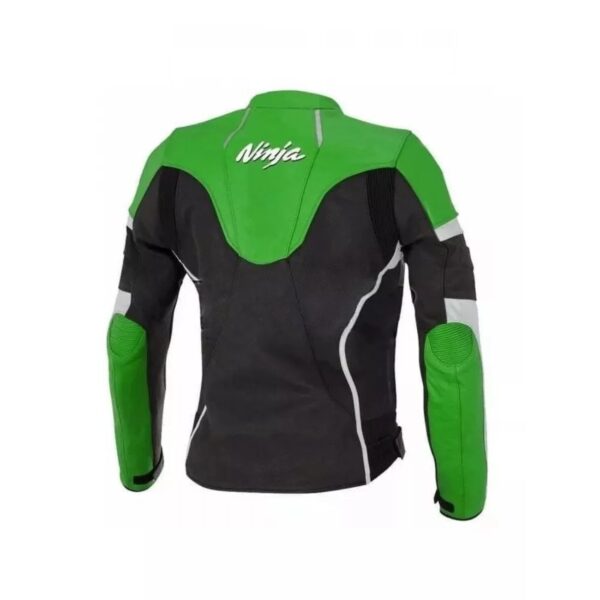 Ladies Kawasaki Ninja Green Motorcycle Leather Biker Jacket - Image 2
