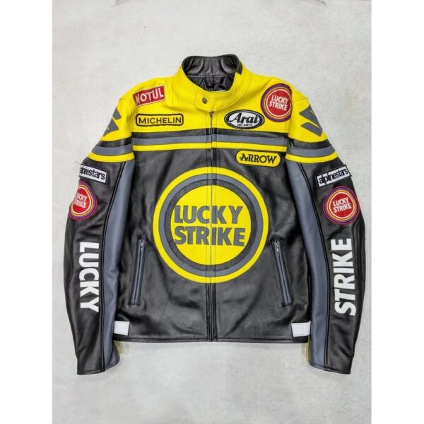 Lucky Strike Black & Yellow Leather Jacket