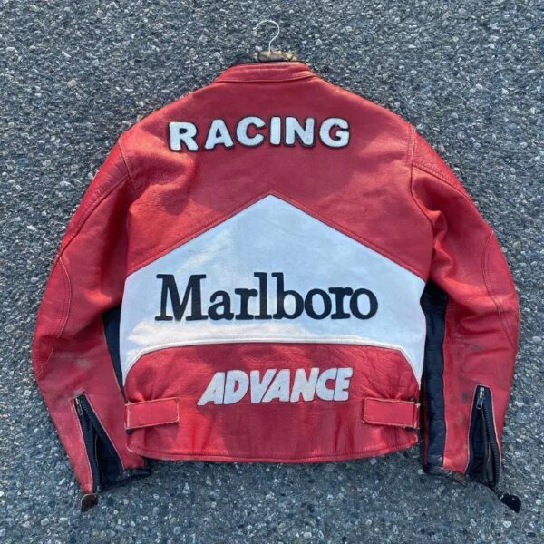 Marlboro x Yamaha Red & White Leather Jacket - Image 2