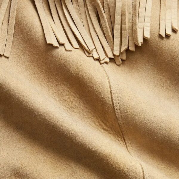 Men Western Leather Jacket With Beads & Fringes - Image 3