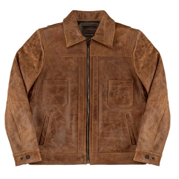 Men Cow Hide Tan Western Leather Jacket