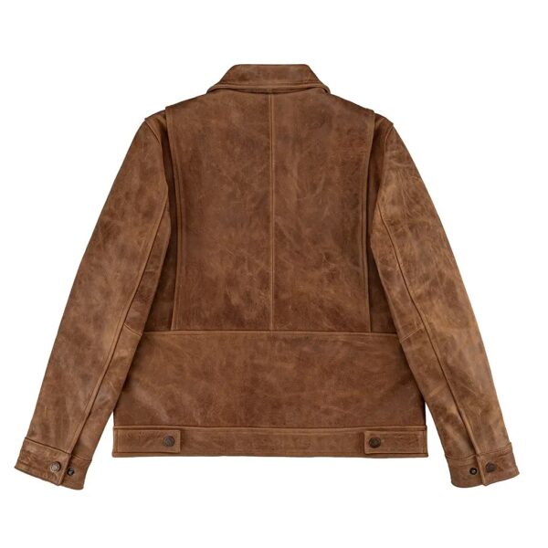 Men Cow Hide Tan Western Leather Jacket - Image 4