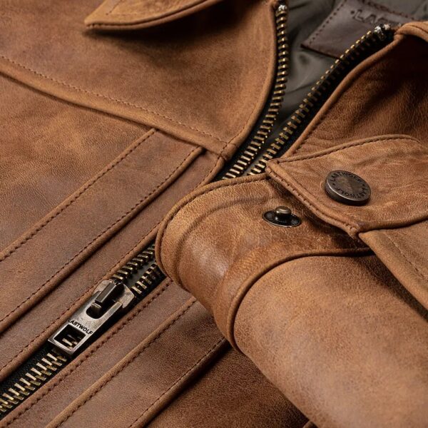 Men Cow Hide Tan Western Leather Jacket - Image 3