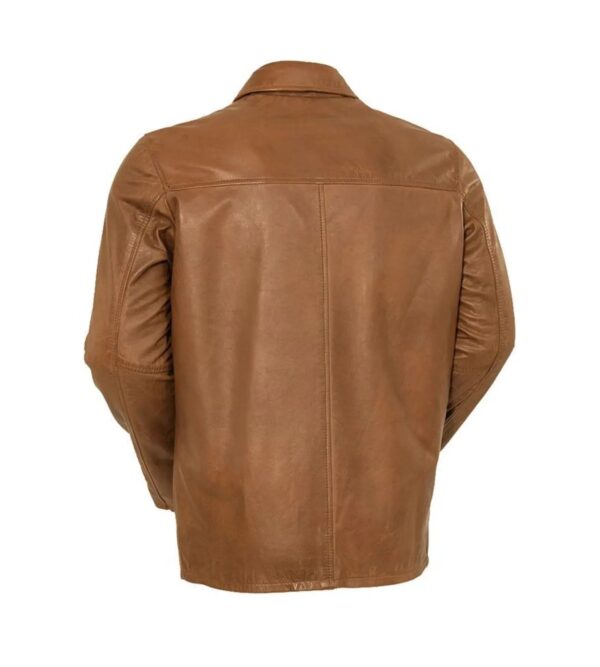 Men Cowhide Western Brown Leather Jacket - Image 2