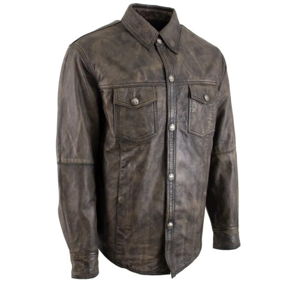 Men's Stone Western Leather Jacket - Image 2