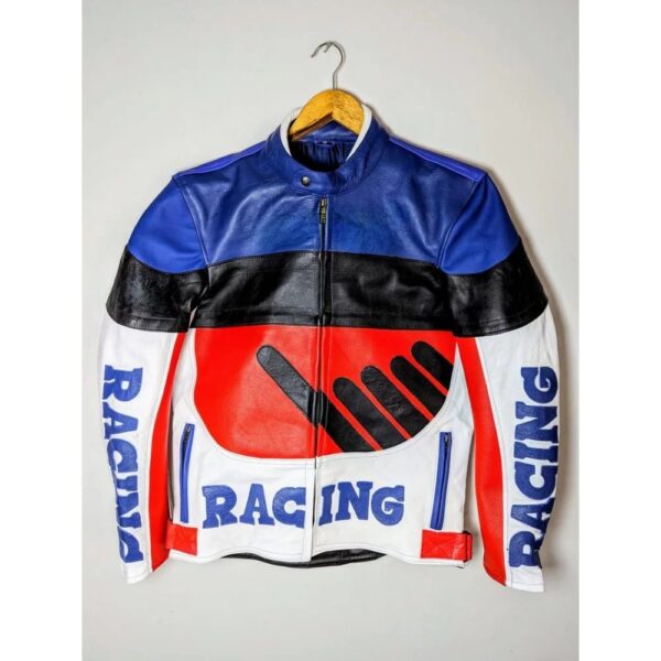 Men Vintage Racing Leather Jacket