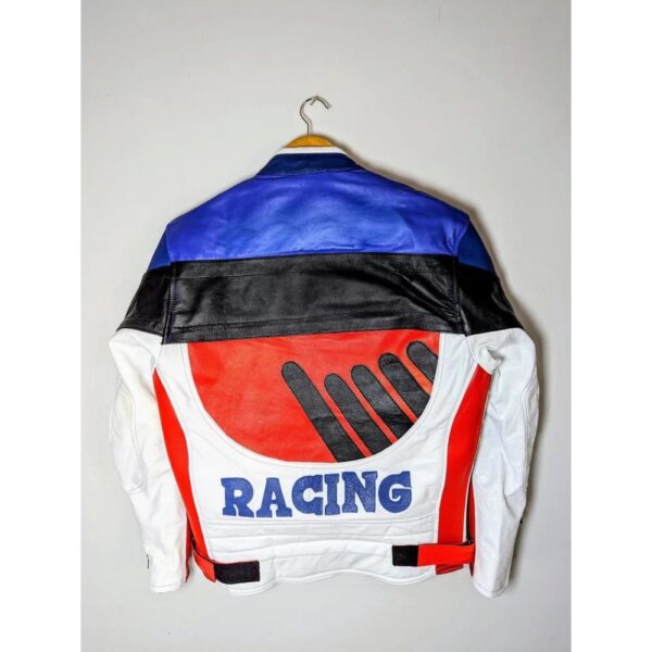 Men Vintage Racing Leather Jacket - Image 2