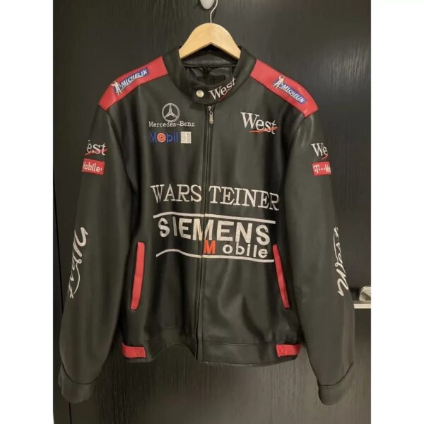 Mercedes Benz Black Rare Streetwear F1 Leather Jacket