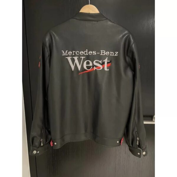 Mercedes Benz Black Rare Streetwear F1 Leather Jacket - Image 2