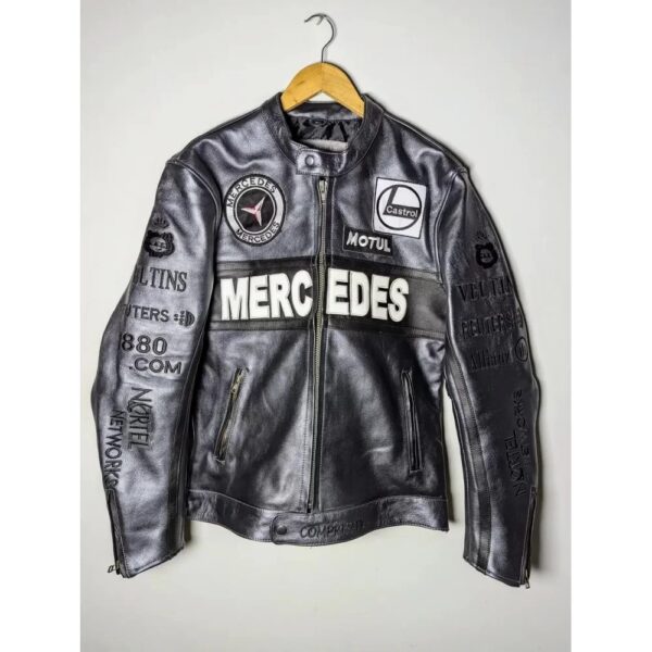 mercedes racing genuine cowhide leather jacket 1