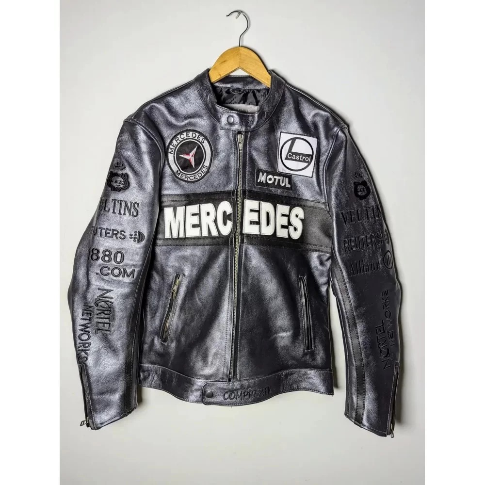 Mercedes Racing Genuine Cowhide Leather Jacket 1