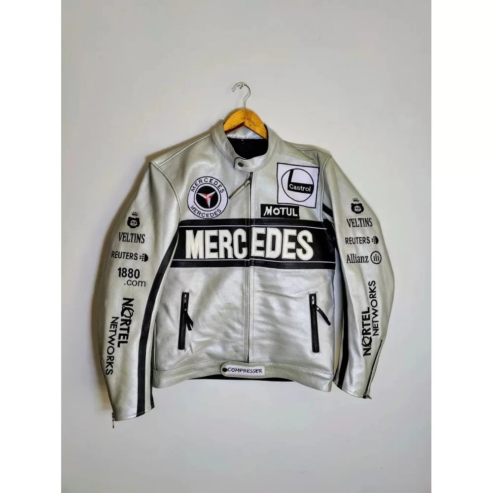 Mercedes Racing Genuine Cowhide Leather Jacket