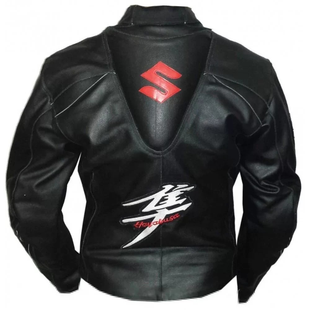 Suzuki Hayabusa Racing Black Motorcycle Leather Jackets