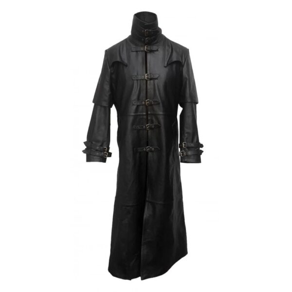 Vintage Steampunk Gothic Leather Trench Coat