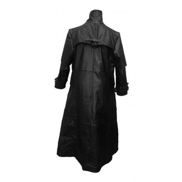 Vintage Steampunk Gothic Leather Trench Coat - Image 2