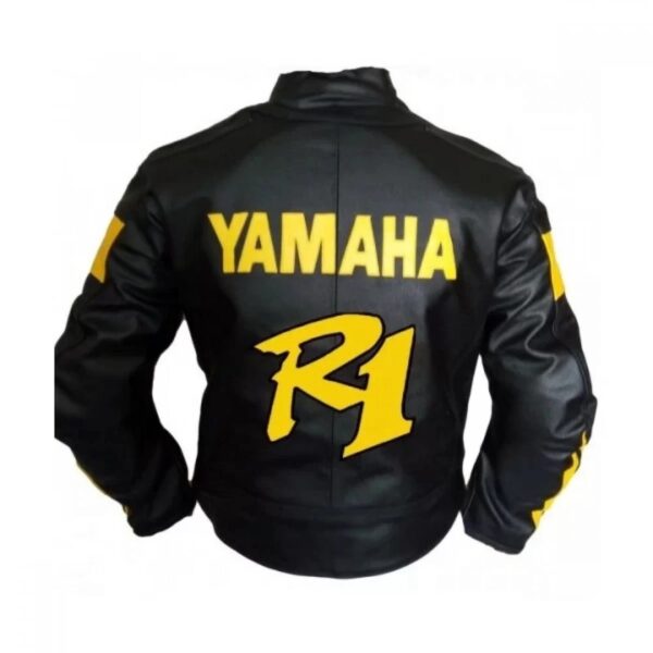 Yamaha Racing R1 Motorbike Biker Leather Jacket - Image 2