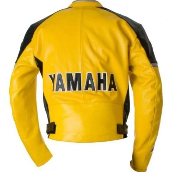 Yamaha Yellow Motorcycle Leather Jacket - Image 2
