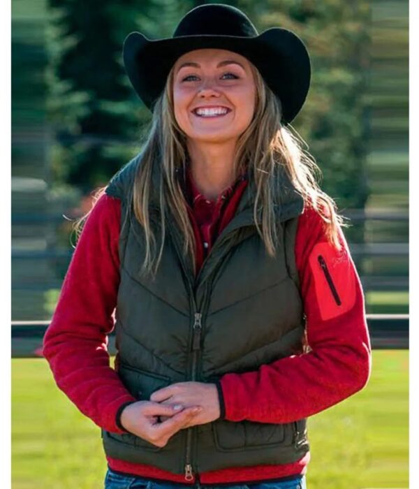 Amber Marshall Heartland Green Puffer Vest - Image 2