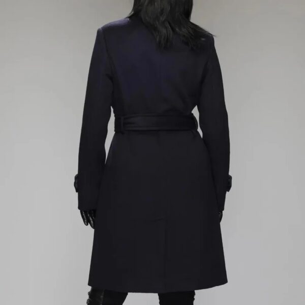 Women Stand Collar Brenna Red Wool Coat - Image 6