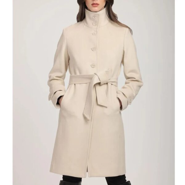 Women Stand Collar Brenna Red Wool Coat