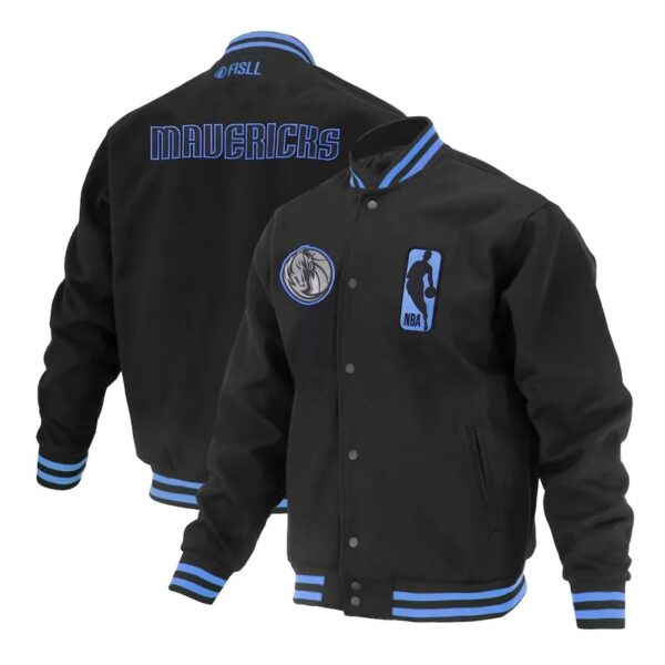 Dallas Mavericks Logoman Shadow Black Varsity Jacket - Image 3