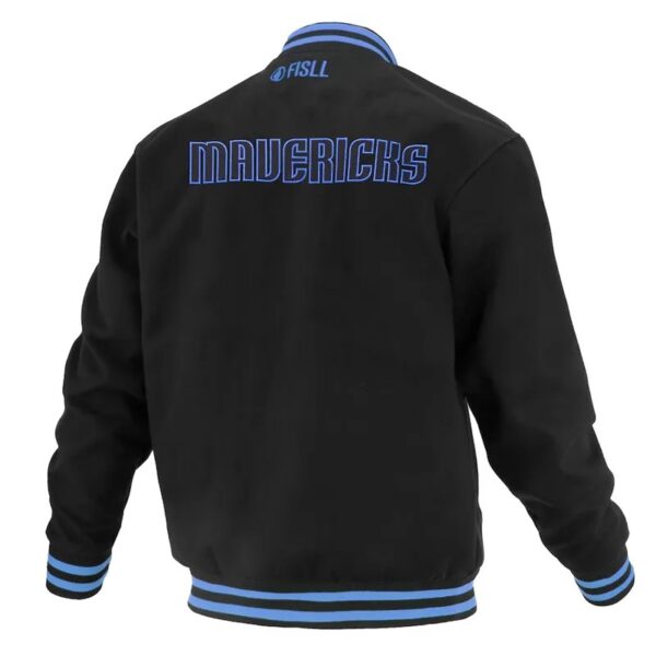 Dallas Mavericks Logoman Shadow Black Varsity Jacket - Image 2