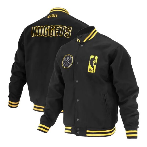Denver Nuggets Logoman Shadow Black Varsity Jacket - Image 3