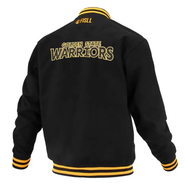 Golden State Warriors Logoman Shadow Black Varsity Jacket - Image 2