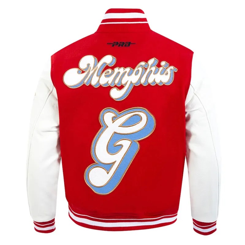 memphis grizzlies 2024 25 city edition red and white letterman jacket