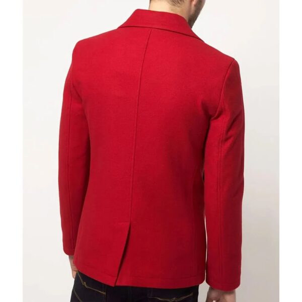 Men Red Wool Peacoat - Image 2