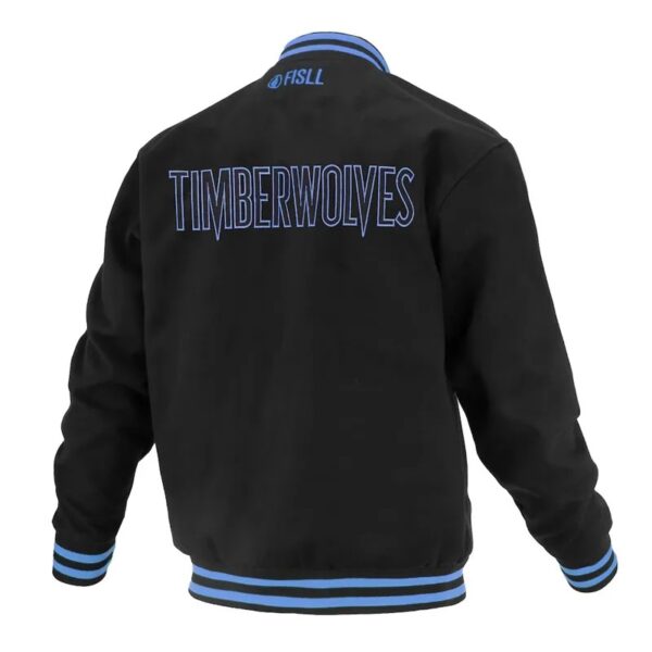 Minnesota Timberwolves Logoman Shadow Black Varsity Jacket - Image 2