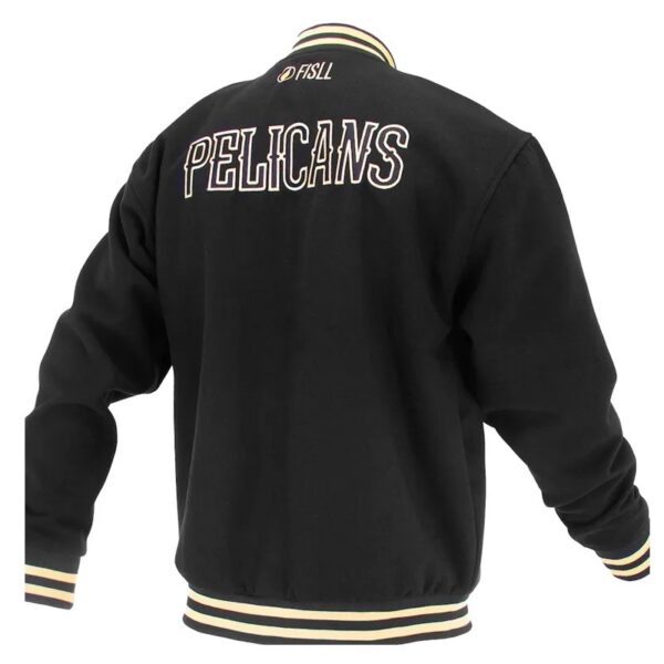 New Orleans Pelicans Logoman Shadow Black Varsity Jacket - Image 2