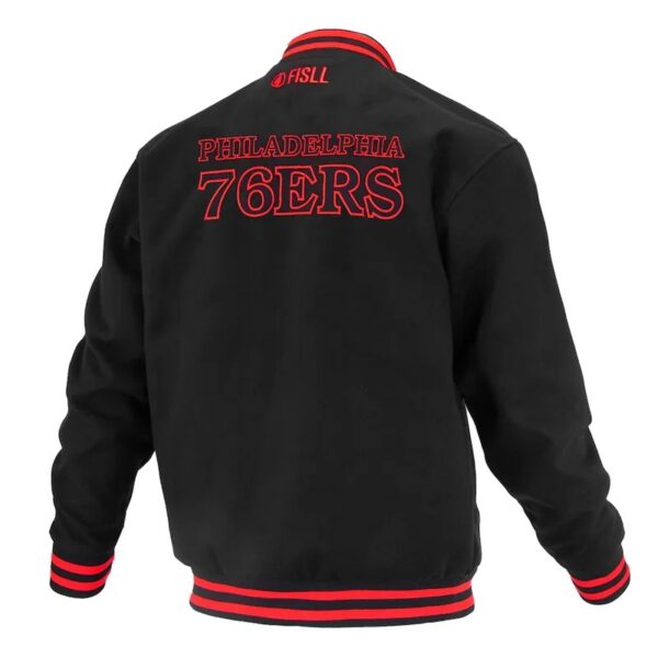 Philadelphia 76ers Logoman Shadow Black Varsity Jacket - Image 2