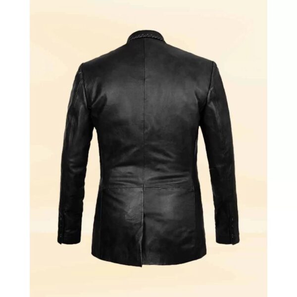 Men Black Medieval Leather Blazer - Image 2