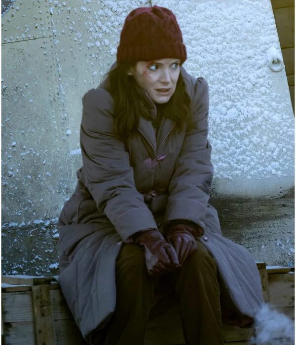 Winona Ryder Stranger Things S04 Grey Puffer Coat - Image 2