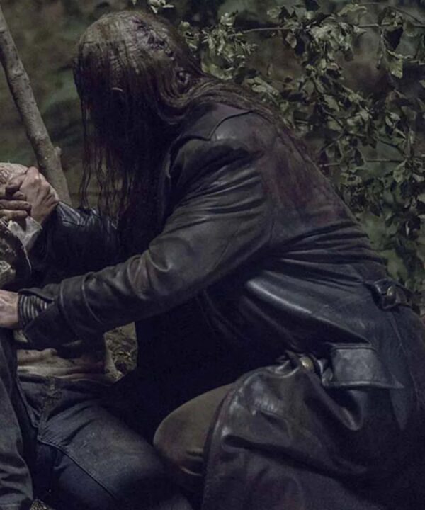 The Walking Dead S09 Beta Trench Leather Coat - Image 3
