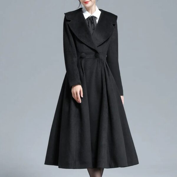 Women 1950s Princess Maxi Wool Coat - Image 4