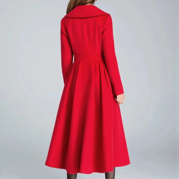 Women 1950s Princess Maxi Wool Coat - Image 7