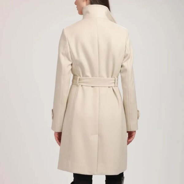 Women Stand Collar Brenna Red Wool Coat - Image 4