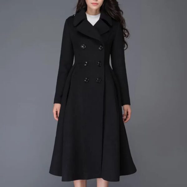Women Swing Double Breasted Wool Coat - Image 4